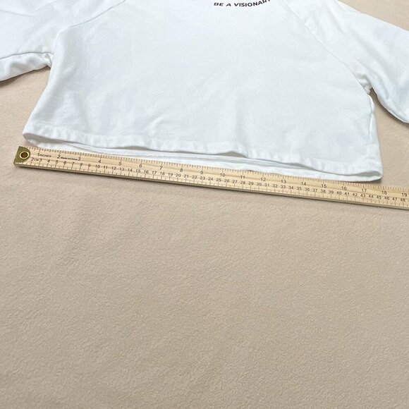 Gymshark "BE A VISIONARY" White Fleece Graphic Print Corp Top - Picture 6 of 10